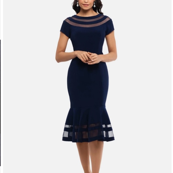 NEW Xscape Dress Navy Blue - Picture 1 of 5